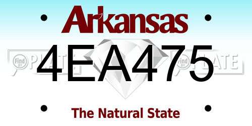 4EA475 Arkansas License Plate