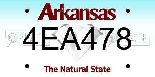 4EA478 Arkansas License Plate