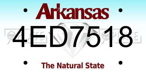 4ED7518 Arkansas License Plate