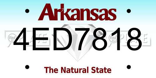 4ED7818 Arkansas License Plate