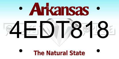4EDT818 Arkansas License Plate