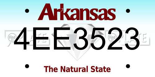 4EE3523 Arkansas License Plate