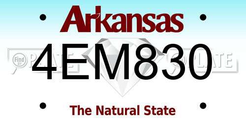 4EM830 Arkansas License Plate