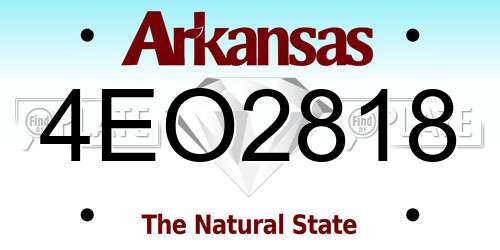 4EO2818 Arkansas License Plate
