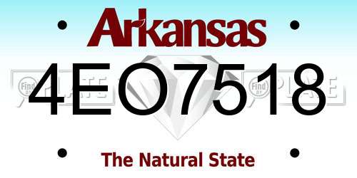 4EO7518 Arkansas License Plate