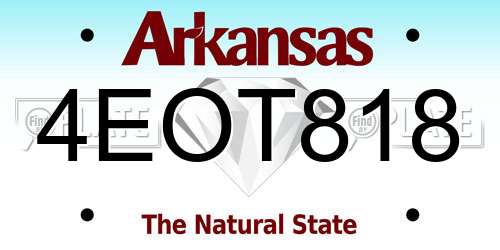 4EOT818 Arkansas License Plate