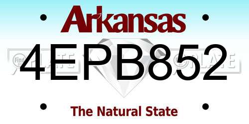 4EPB852 Arkansas License Plate