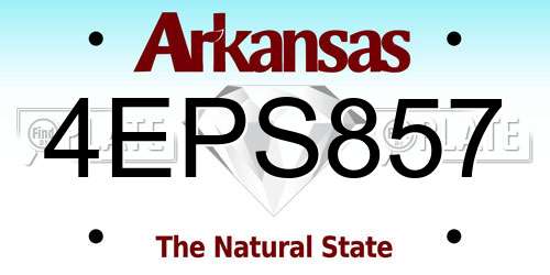4EPS857 Arkansas License Plate
