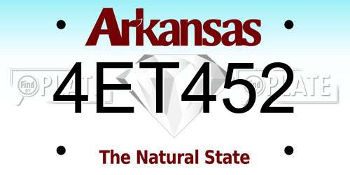 4ET452 Arkansas License Plate