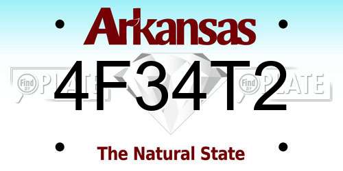 4F34T2 Arkansas License Plate