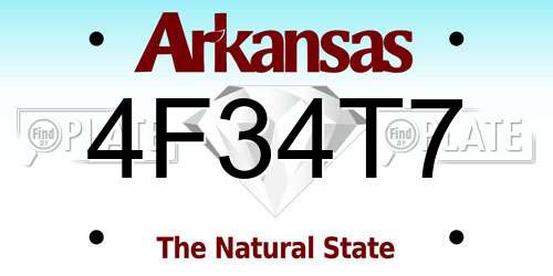4F34T7 Arkansas License Plate