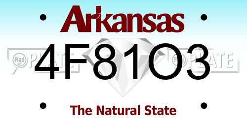 4F81O3 Arkansas License Plate