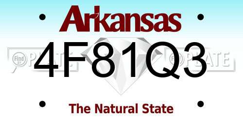 4F81Q3 Arkansas License Plate