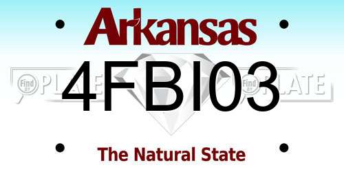 4FBI03 Arkansas License Plate