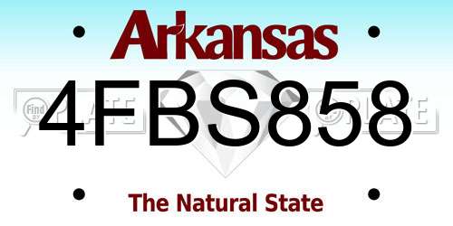 4FBS858 Arkansas License Plate