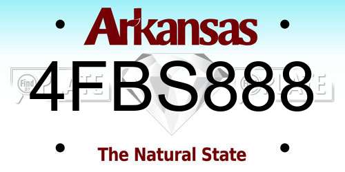 4FBS888 Arkansas License Plate