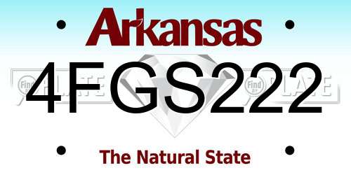 4FGS222 Arkansas License Plate