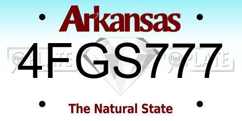 4FGS777 Arkansas License Plate
