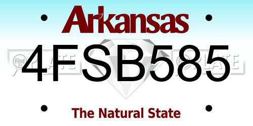 4FSB585 Arkansas License Plate