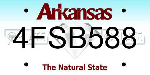 4FSB588 Arkansas License Plate