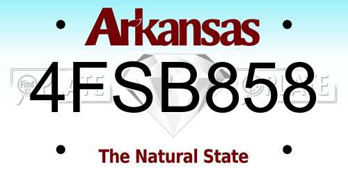 4FSB858 Arkansas License Plate
