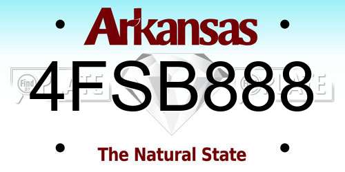 4FSB888 Arkansas License Plate