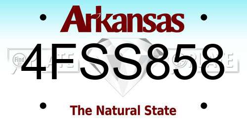 4FSS858 Arkansas License Plate