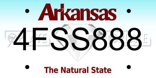 4FSS888 Arkansas License Plate