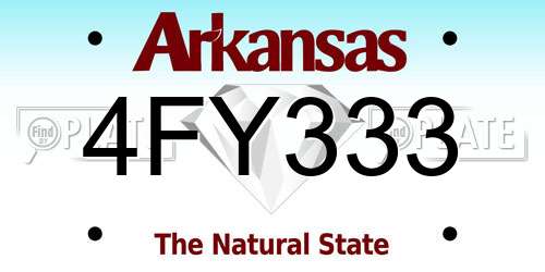 4FY333 Arkansas License Plate