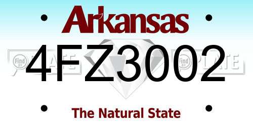 4FZ3002 Arkansas License Plate