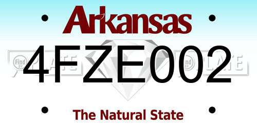 4FZE002 Arkansas License Plate