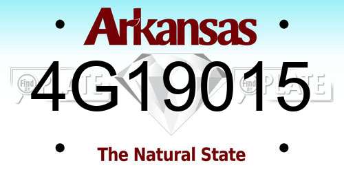 4G19015 Arkansas License Plate