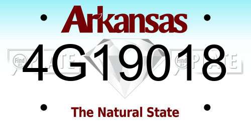 4G19018 Arkansas License Plate