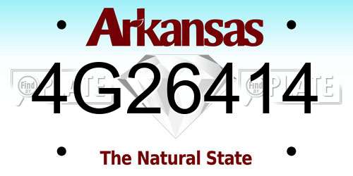 4G26414 Arkansas License Plate