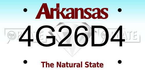 4G26D4 Arkansas License Plate