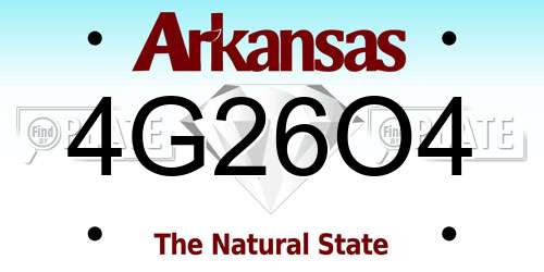 4G26O4 Arkansas License Plate
