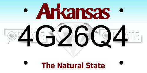 4G26Q4 Arkansas License Plate