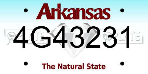 4G43231 Arkansas License Plate