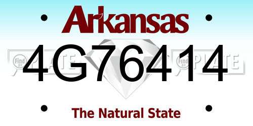 4G76414 Arkansas License Plate