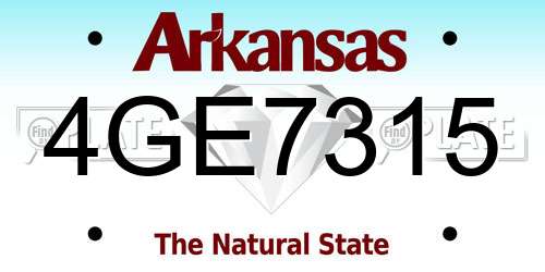 4GE7315 Arkansas License Plate