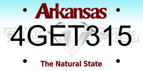4GET315 Arkansas License Plate