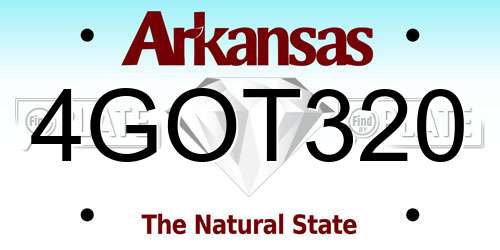 4GOT320 Arkansas License Plate