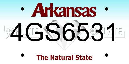 4GS6531 Arkansas License Plate