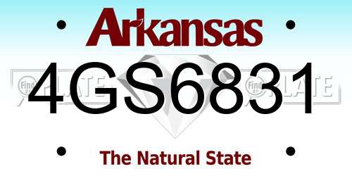 4GS6831 Arkansas License Plate