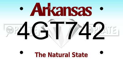 4GT742 Arkansas License Plate