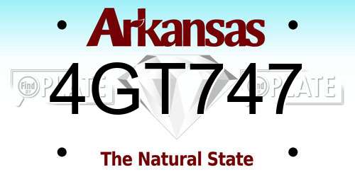 4GT747 Arkansas License Plate