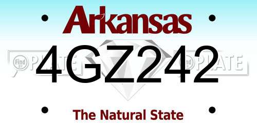 4GZ242 Arkansas License Plate