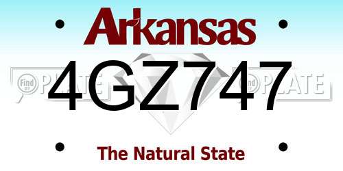 4GZ747 Arkansas License Plate
