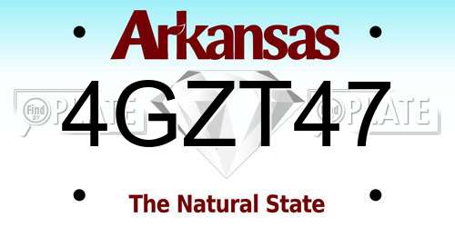 4GZT47 Arkansas License Plate