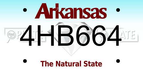 4HB664 Arkansas License Plate